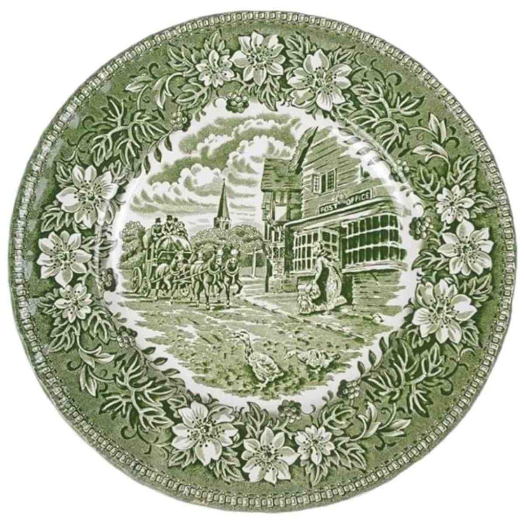 Kuchenteller Dessertteller 20,2 cm Royal Tudor Coaching Taverns Grün gebraucht - gut