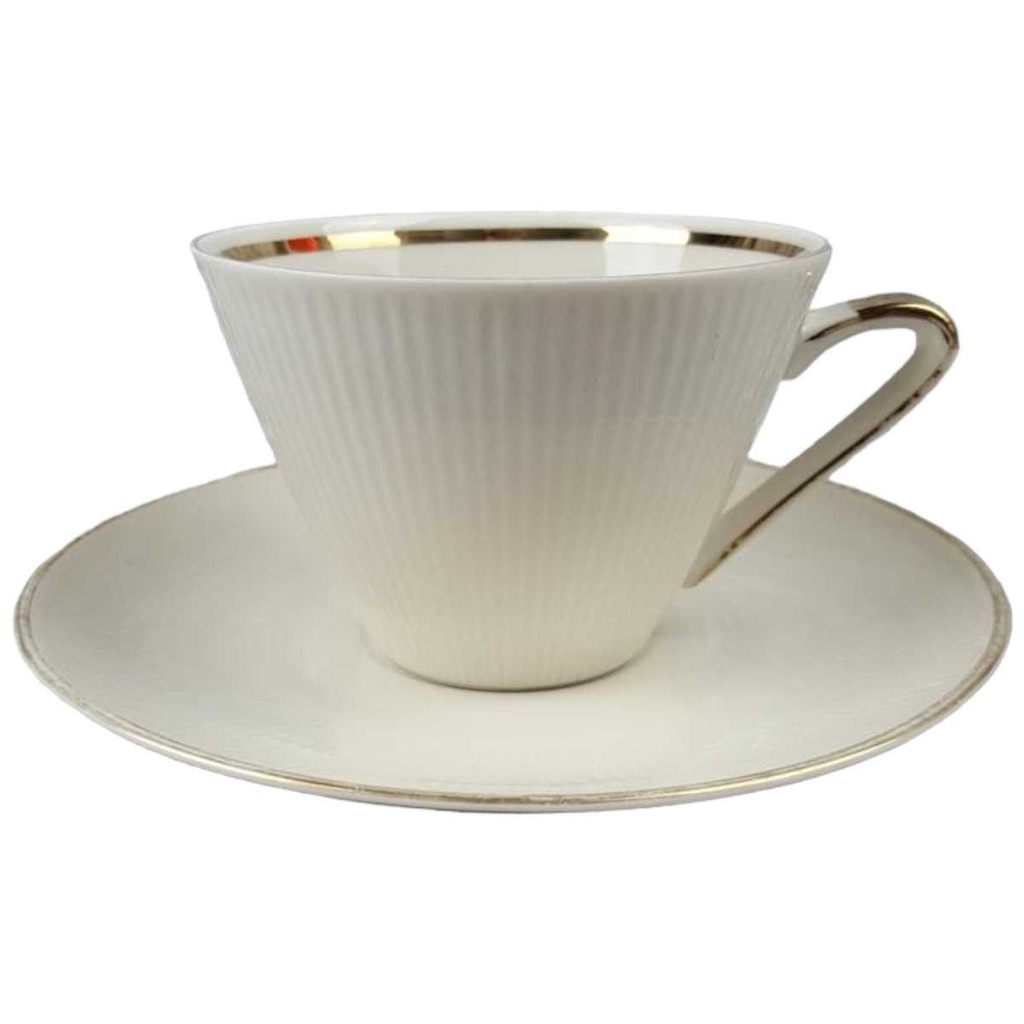 [458119021] Kaffeetasse mit Untertasse Tasse Goldrand Winterling Marktleuthen Elfenbein gebraucht - akzeptabel