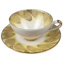 Mokkatasse mit Untertasse Tasse Espressotasse Golddekor Schlottenhof U.S.Zone Bavaria gebraucht - gut