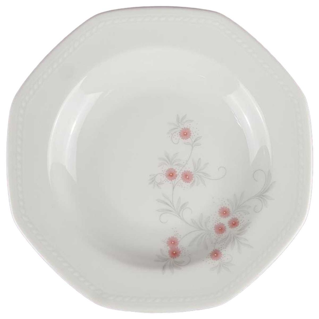 [458119053] Suppenteller Teller 22,3 cm Schirnding Bavaria Paris Blumendekor Rosa Grau Blumen gebraucht - sehr gut