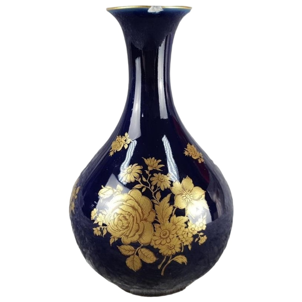 [458119079] Retsch Wunsidel Blumenvase Blau Echt Kobalt H 18,3 cm