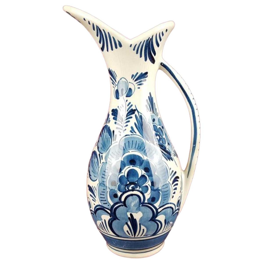 [458119083] Vase Delfts Blauw Keramik Krug Henkelkrug Blumenmuster Handgemalt H 19,9 cm