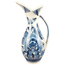 Vase Delfts Blauw Keramik Krug Henkelkrug Blumenmuster Handgemalt H 19,9 cm