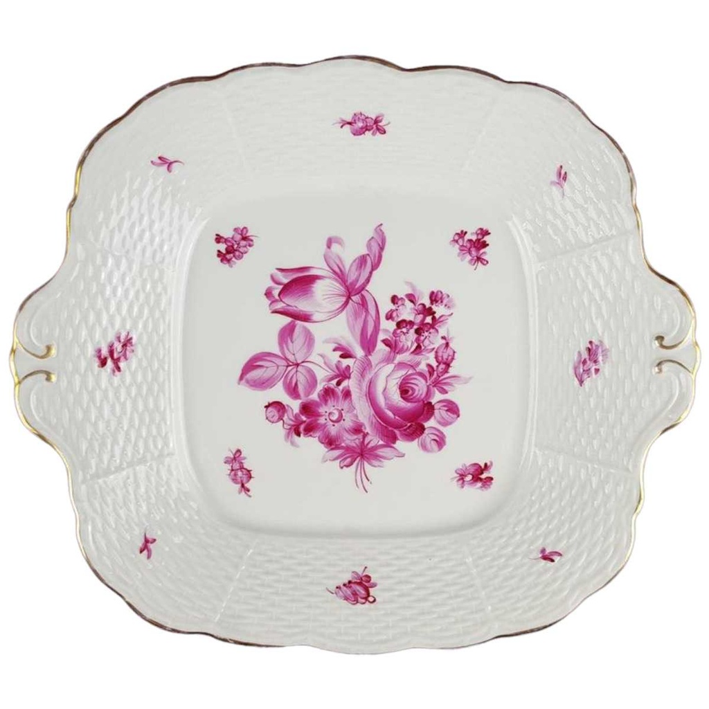 [458119090] Schale Coupe /Sandwichplatte Sandwichplatte Herend Ungarn Bouquet de Tulipe Purpur gebraucht - gut