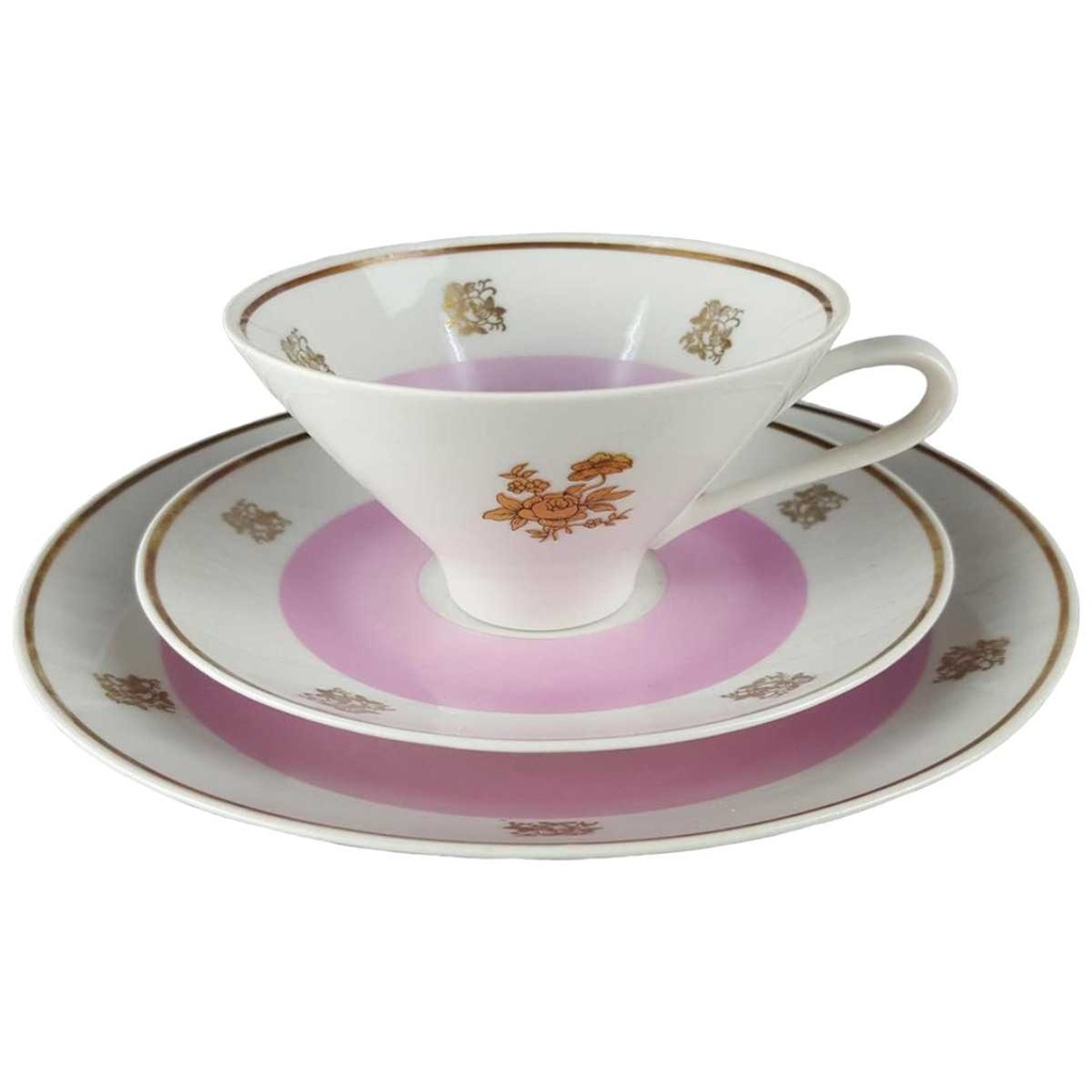 [458119107] Kaffeegedeck Kaffeeset Komplett Goldrand 3tlg Lichte Porzellan gebraucht - gut