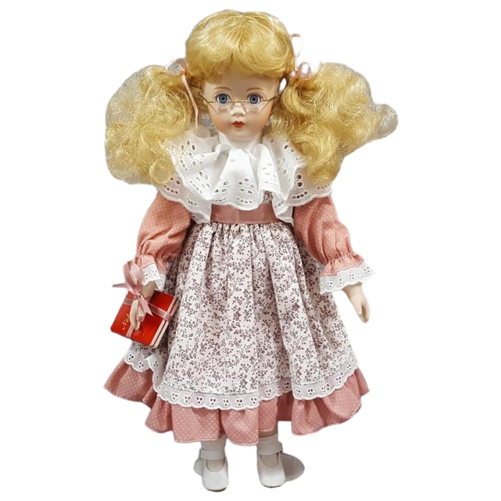 [458119121] Gilde Handwerk Porzellanpuppe Sammlerpuppe mit Ständer H 45 cm