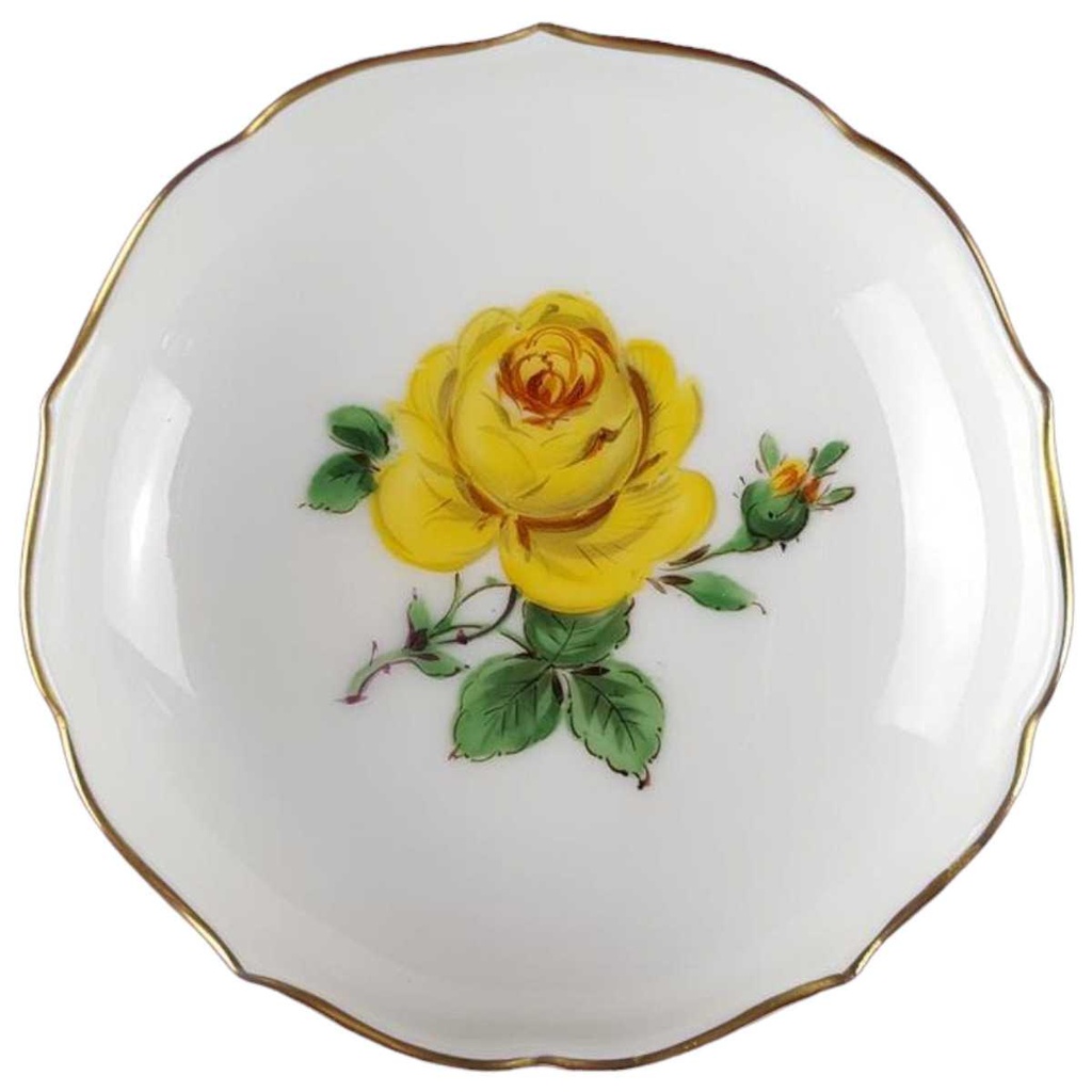 [458119140] Schale Goldrand Meissen Gelbe Rose III. Wahl gebraucht - sehr gut