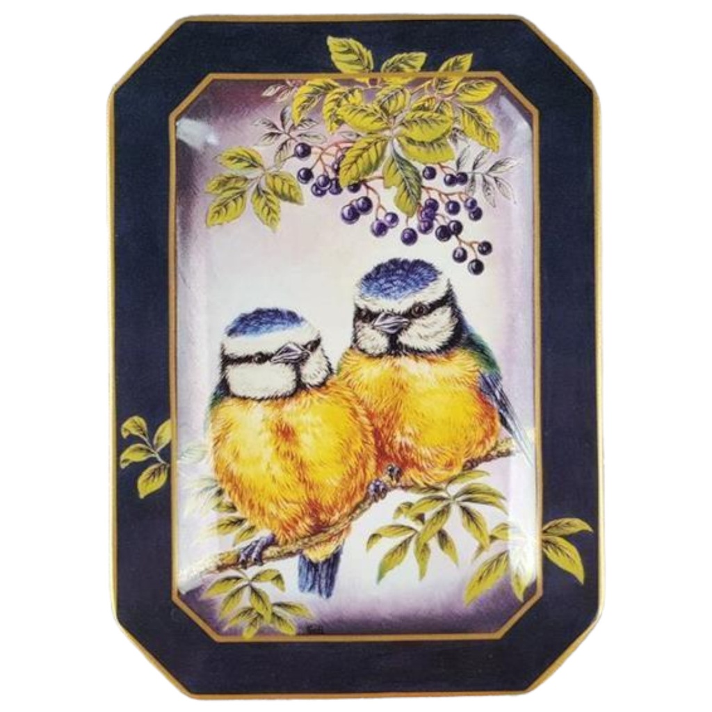 [458119143] Bradford Exchange Blaumeisen Duo Andreas Knobl 1997 Vögel Wandteller 15 x20,8 cm