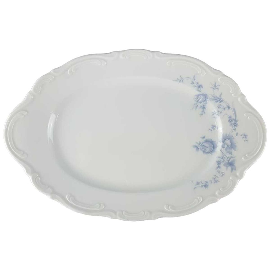 [458119149] Fleischplatte 32,5x21,5 cm Mitterteich Form 2000 Blaue Blumen gebraucht - sehr gut