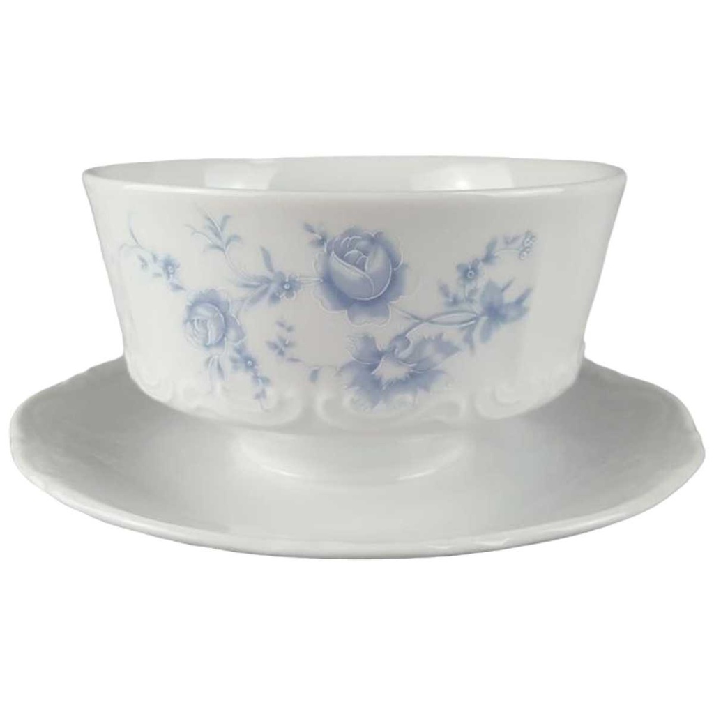 [458119152] Sauciere mit Teller 1tlg Mitterteich Form 2000 Blaue Blumen gebraucht - sehr gut