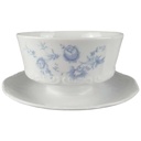 Sauciere mit Teller 1tlg Mitterteich Form 2000 Blaue Blumen gebraucht - sehr gut