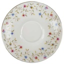 Untertasse für Tee Goldrand 14,8 cm Schaller Elfenbein bunte Blümchen mit gebraucht - gut