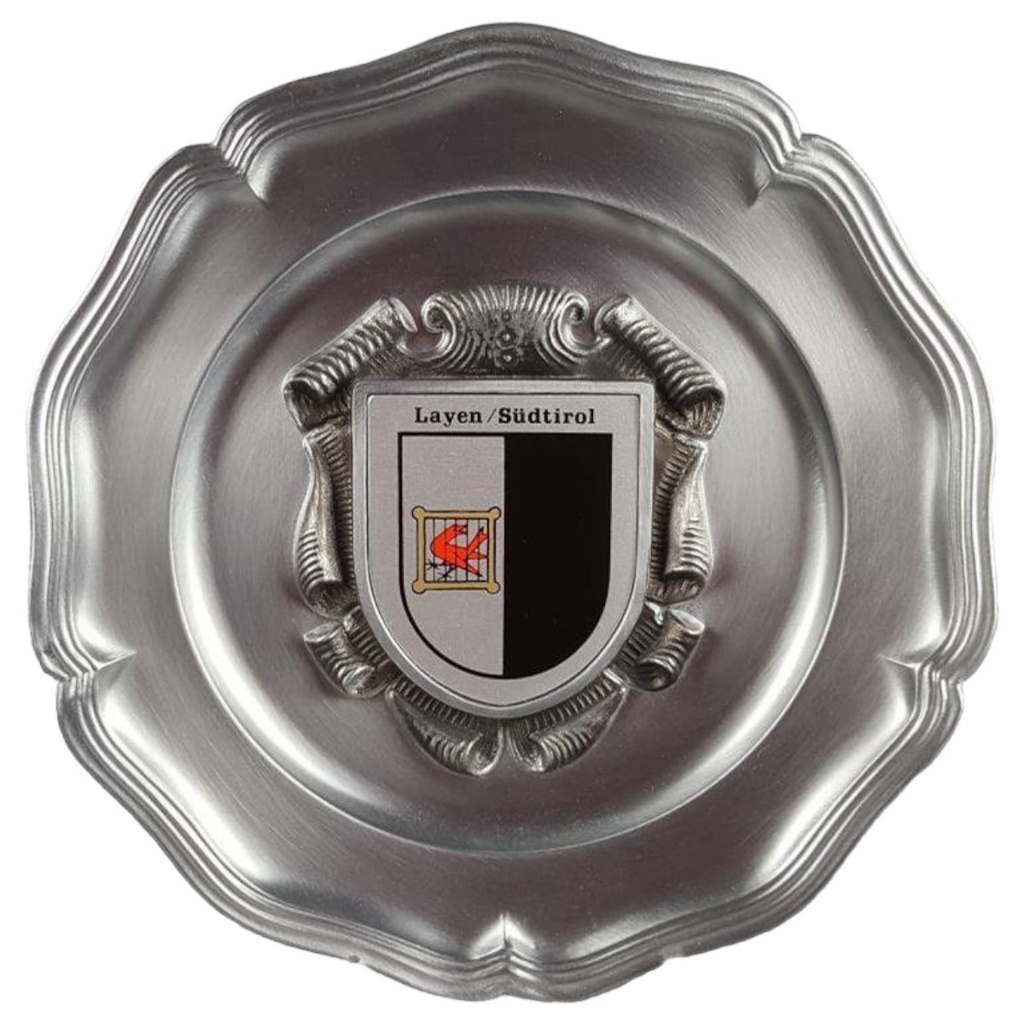 [458119463] Layen Südtirol Wappen Metall Teller Wandteller D 23 cm