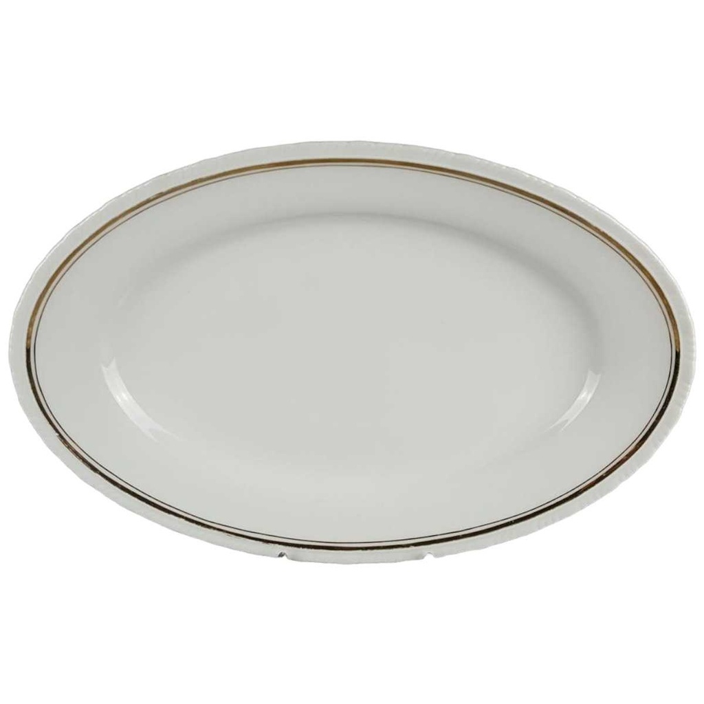 [458119468] Servierplatte Fleischplatte Steakplatte Goldrand 33,2x21,6 cm Schönwald Form 301 Weiß gebraucht - gut