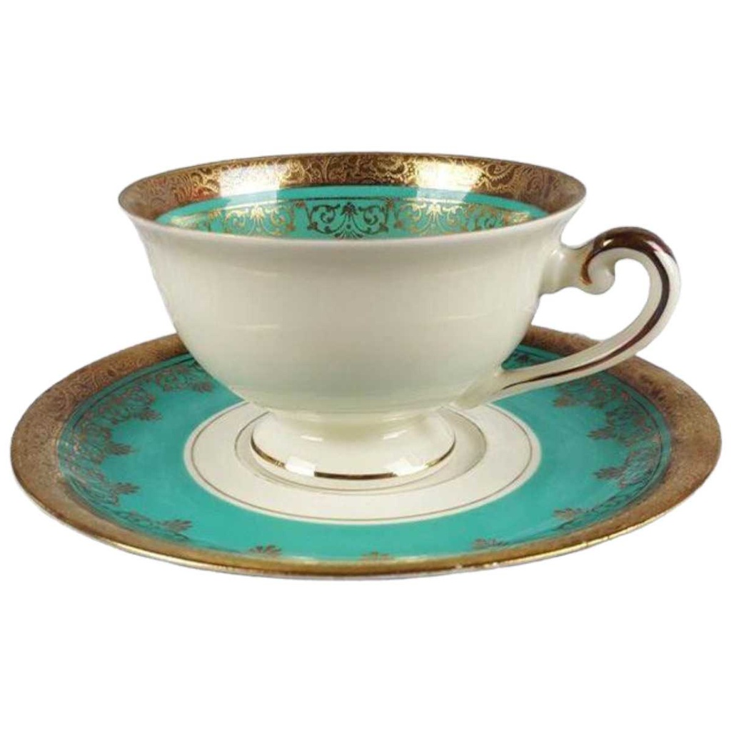 Mokkatasse mit Untertasse Tasse Espressotasse Golddekor Kaiser Porzellan Alka Kunst gebraucht - gut