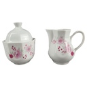 Zuckerdose und Milchkännchen Atelier Porzellan rosa Blumen