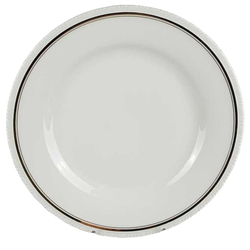 Speiseteller Essteller Goldrand 24,7 cm Schönwald Form 301 Weiß gebraucht - akzeptabel