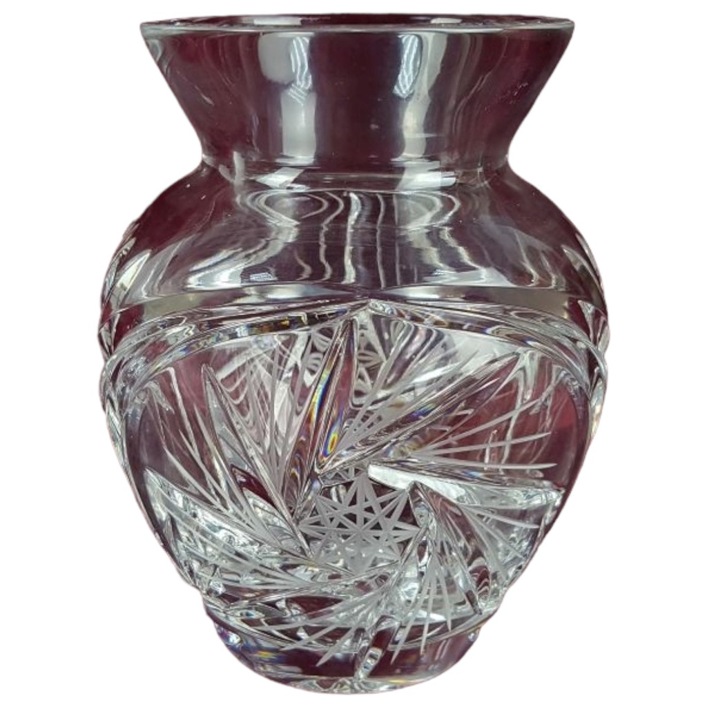 [458119509] Schleuderstern Kristallglas klar Vase Blumenvase H 15,5 D 12,2 cm