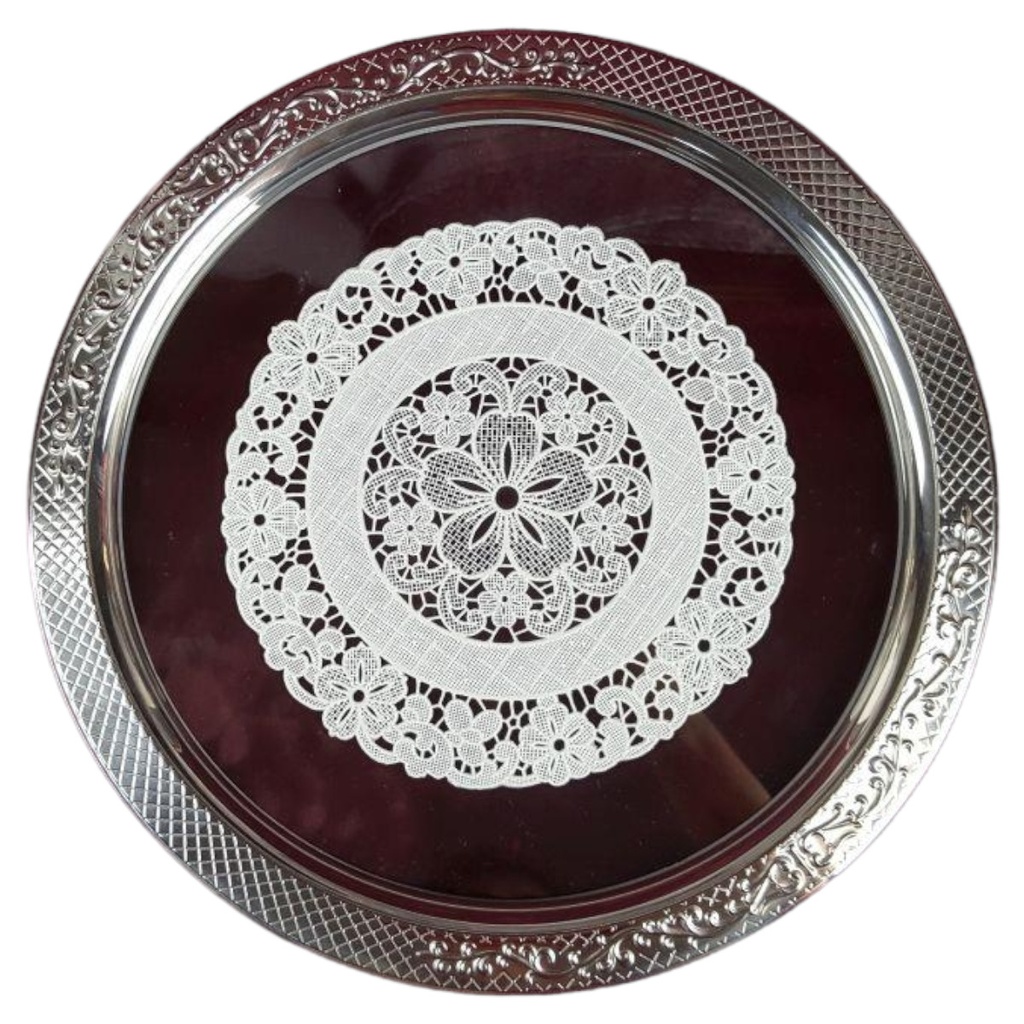 [458119519] Quist Serie Toscana 3298 Tortenplatte mit Glaseinsatz D 36 cm Barock Vintage