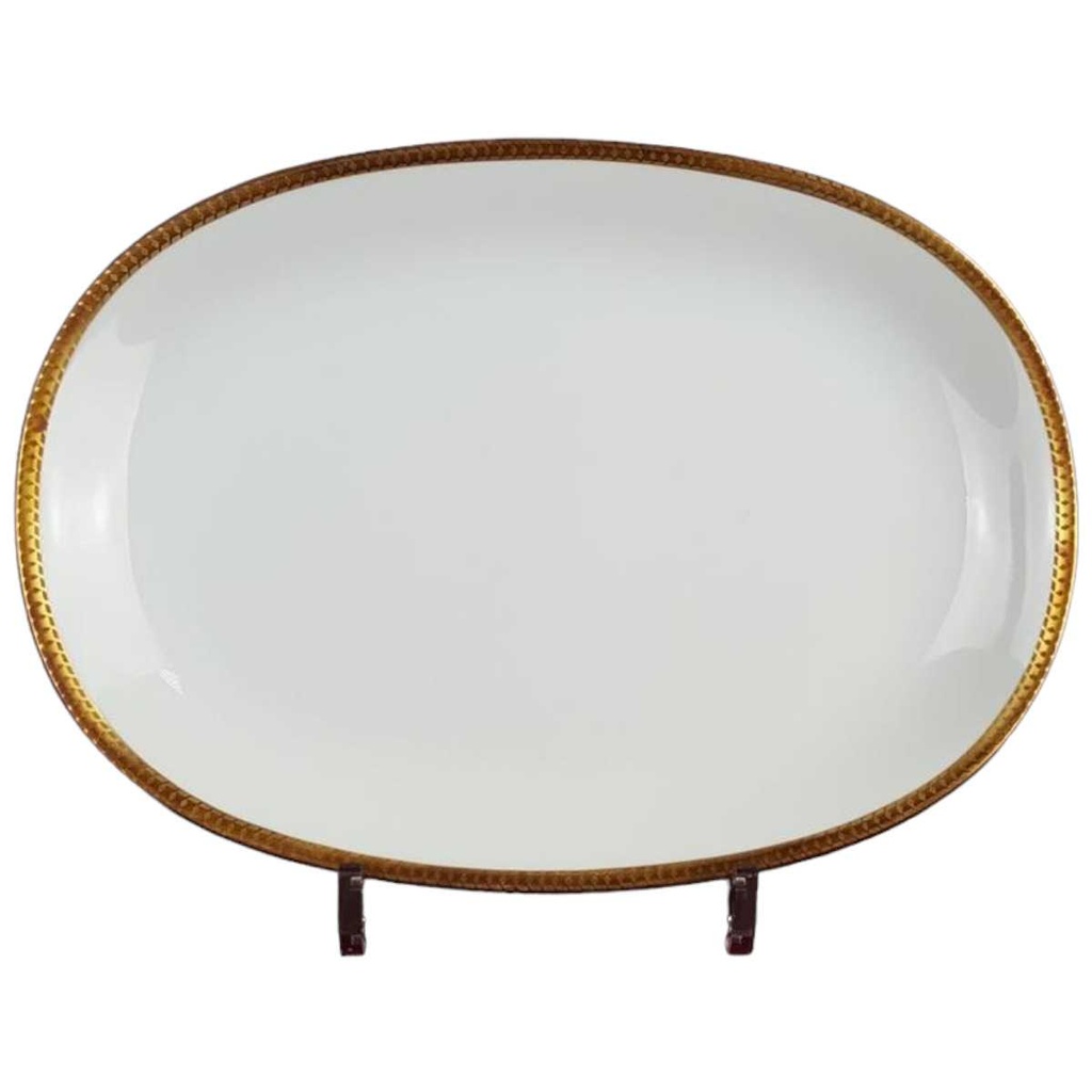 [458119559] Servierplatte Fleischplatte Steakplatte Goldrand 28,3x20,3 cm Thomas Porzellan Unbekannte Formen Weiß gebraucht - gut