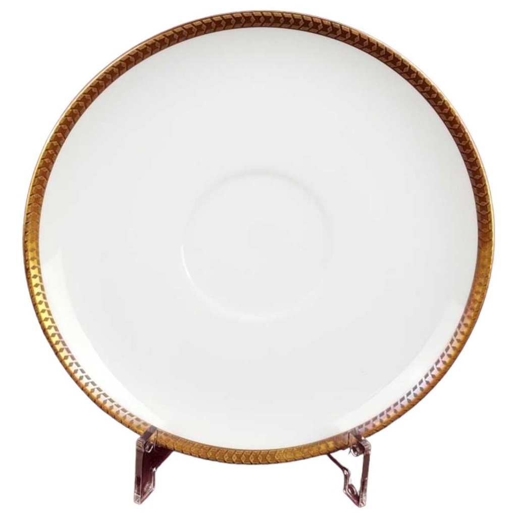 [458119562] Untertasse für Suppe Goldrand 17,2 cm Thomas Porzellan Unbekannte Formen Weiß gebraucht - gut