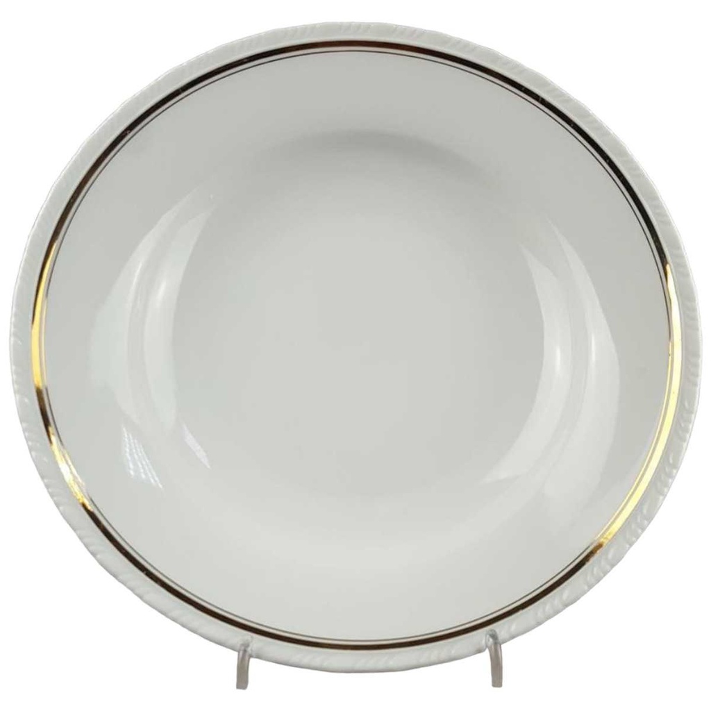 [458119665] Suppenteller Goldrand 24,7 cm Schönwald Form 301 Weiß gebraucht - akzeptabel