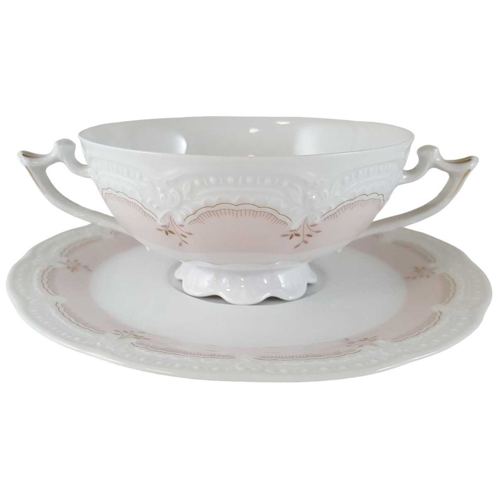 [45812091] Suppentasse mit Untertasse Suppengedeck Hutschenreuther Viktoria Verbena Rosa gebraucht - neuwertig