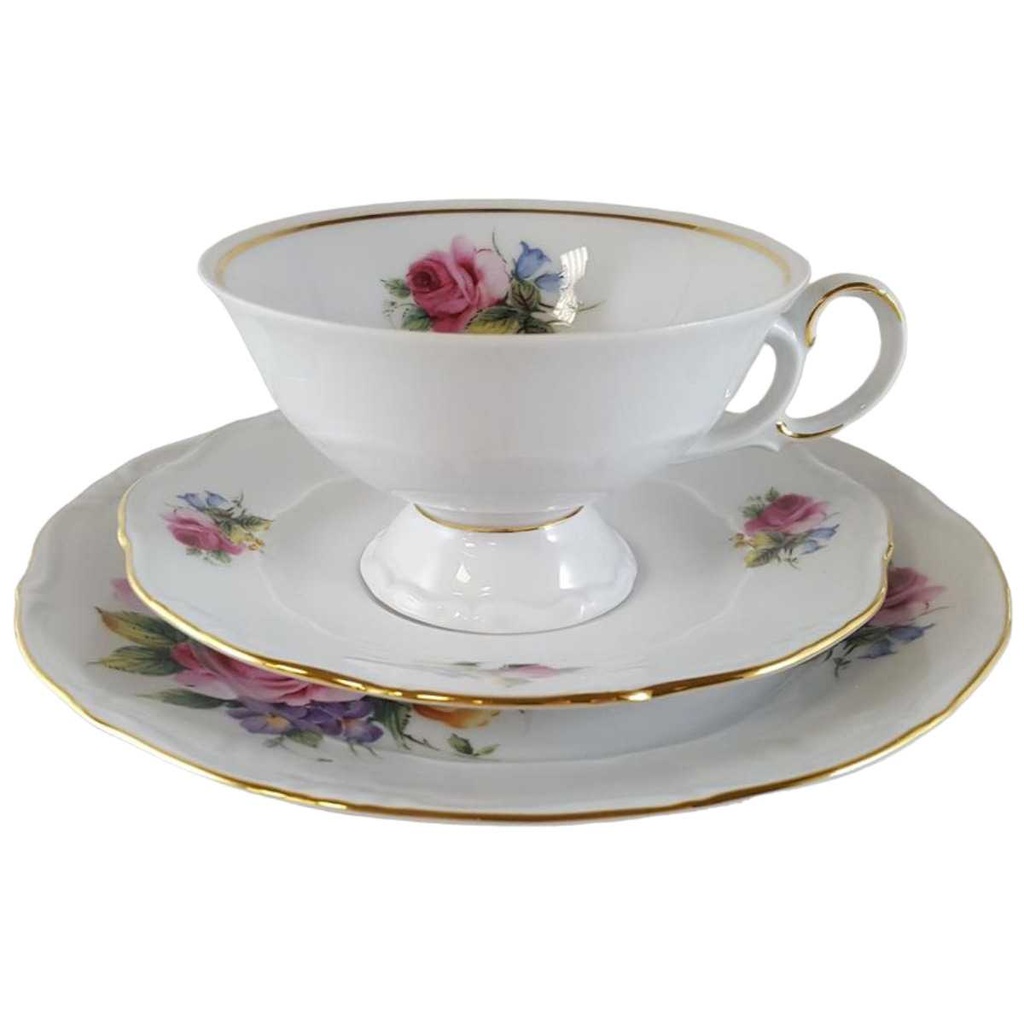 [45812100] Sammelgedeck 3tlg Weimar Porzellan Blumendekor Blumen gebraucht - neuwertig