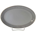 Fleischplatte 34,5x22,9 cm Königl. pr. Tettau Ria 1347 grauer Rand gebraucht - gut