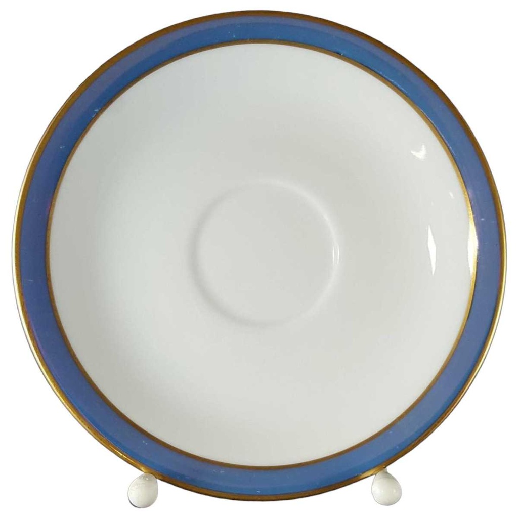 [45812169] Untertasse für Kaffee 14,8 cm Seltmann Weiden Vohenstrauß Strichmuster Blau Gold gebraucht - sehr gut