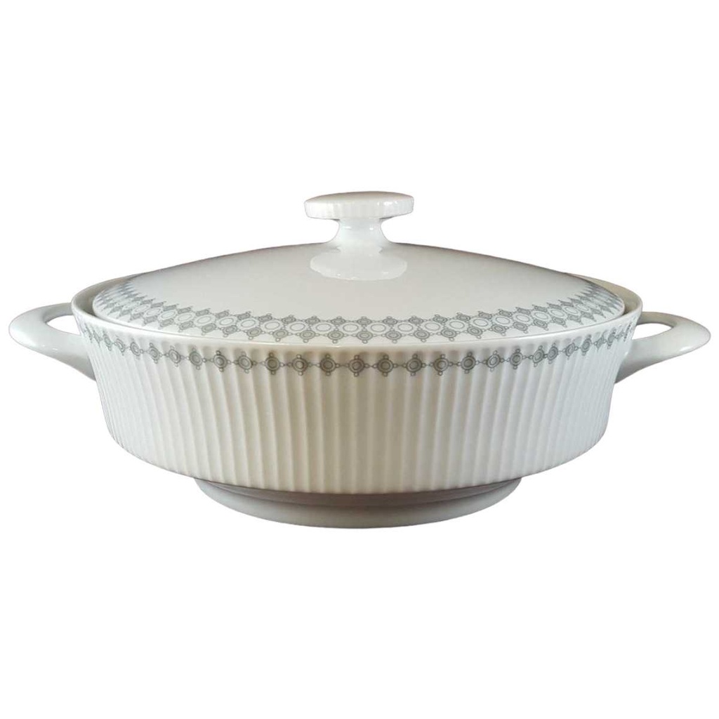 [45812185] Ragoutterrine Suppenterrine Suppenschüssel Servierschüssel 1 L Eschenbach Relief Grau Rand gebraucht - neuwertig