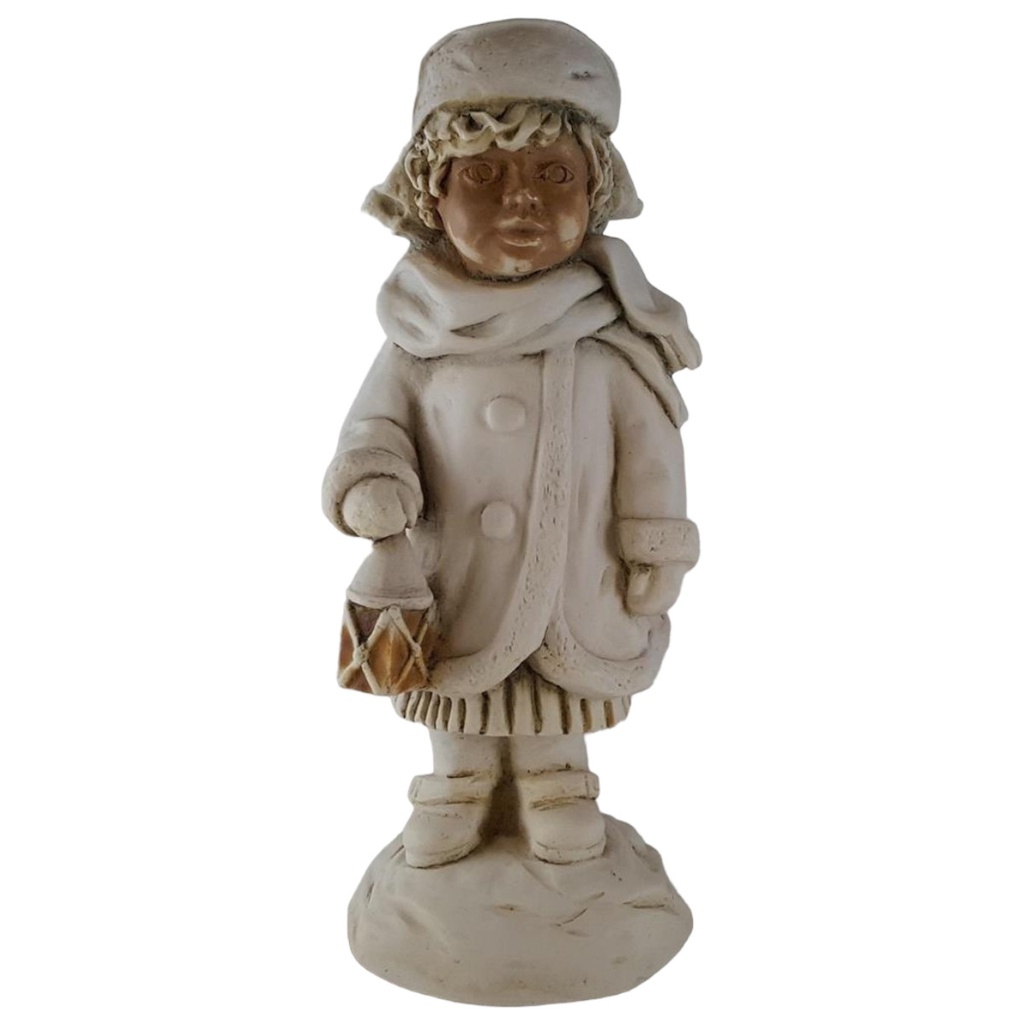 [45812316] Wohnform Figur Junge mit Laterne Massiv Handarbeit H 23,2 cm