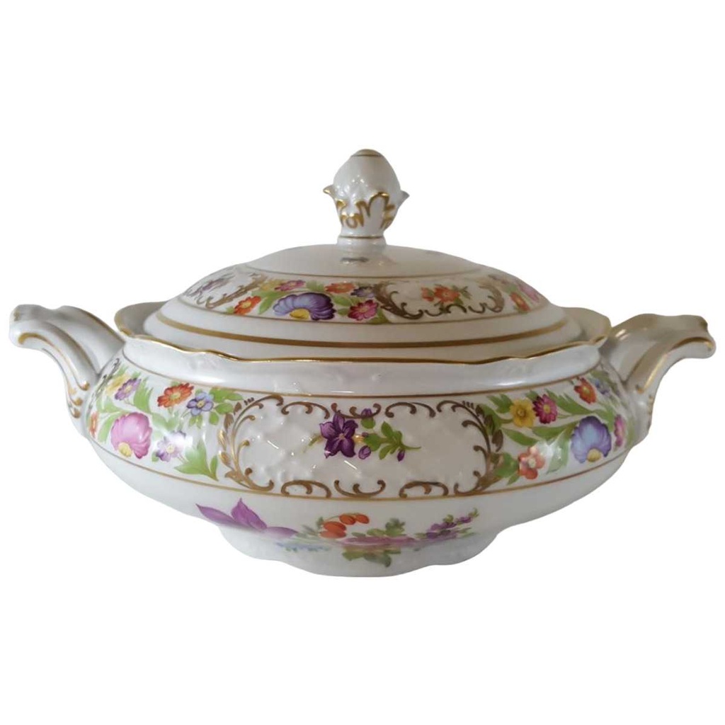 Terrine 1,25 L Schumann Arzberg Form Dresden Dresdner Blume Empress gebraucht - sehr gut
