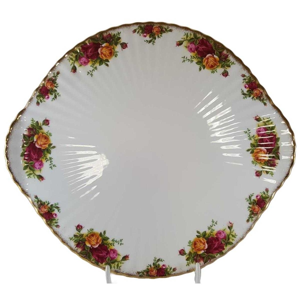 [45812695] Tortenplatte mit Griffen auf Füßchen Royal Albert Old Country Roses gebraucht - sehr gut