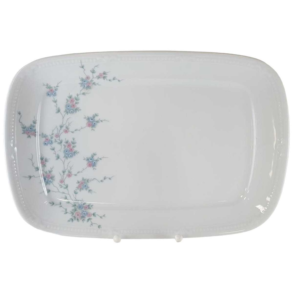 [45812722] Servierplatte Speiseplatte Fleischplatte Steakplatte 32x21,5 cm Mitterteich Form 2040 Sissi Blau Rosa Blumendekor Blumen gebraucht - gut