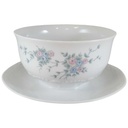 Sauciere mit Teller 1tlg Mitterteich Form 2040 Sissi Blau Rosa Blumendekor Blumen gebraucht - sehr gut