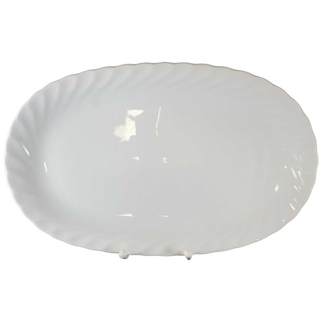 [45812732] Servierplatte Speiseplatte Fleischplatte 33x20,5 cm Marienbad Ingres Weiss Wellenmuster gebraucht - gut