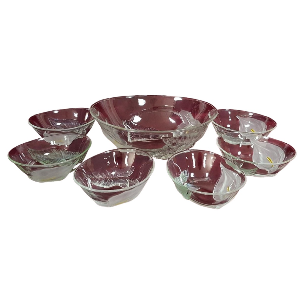 France Schüssel Glas Set 1xgroße Schale 6xkleine Schälchen 7 tlg.
