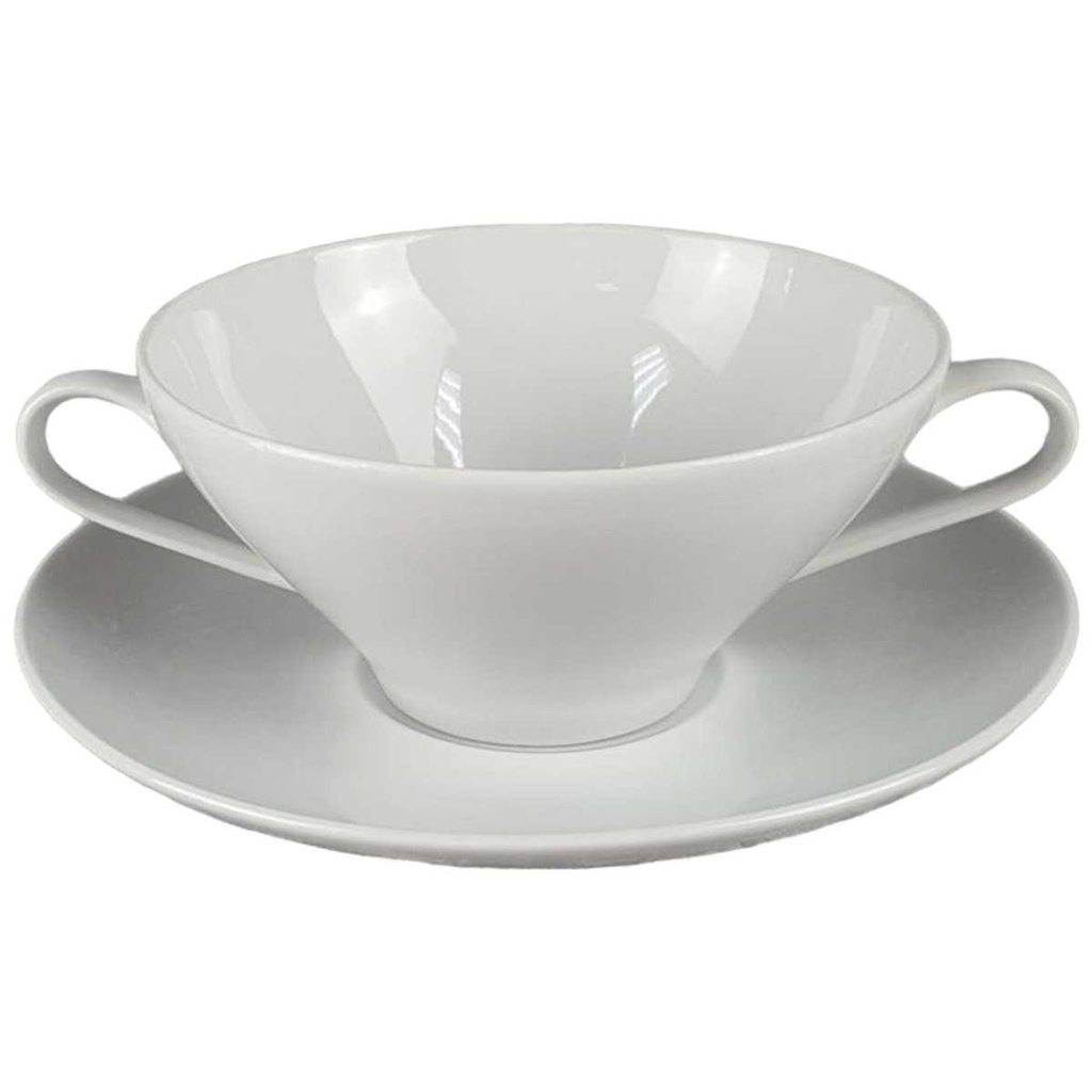 [458128155] Suppentasse mit Untertasse Suppenbecher 2tlg Bareuther Waldsassen Sonstige Formen Weiß gebraucht - gut