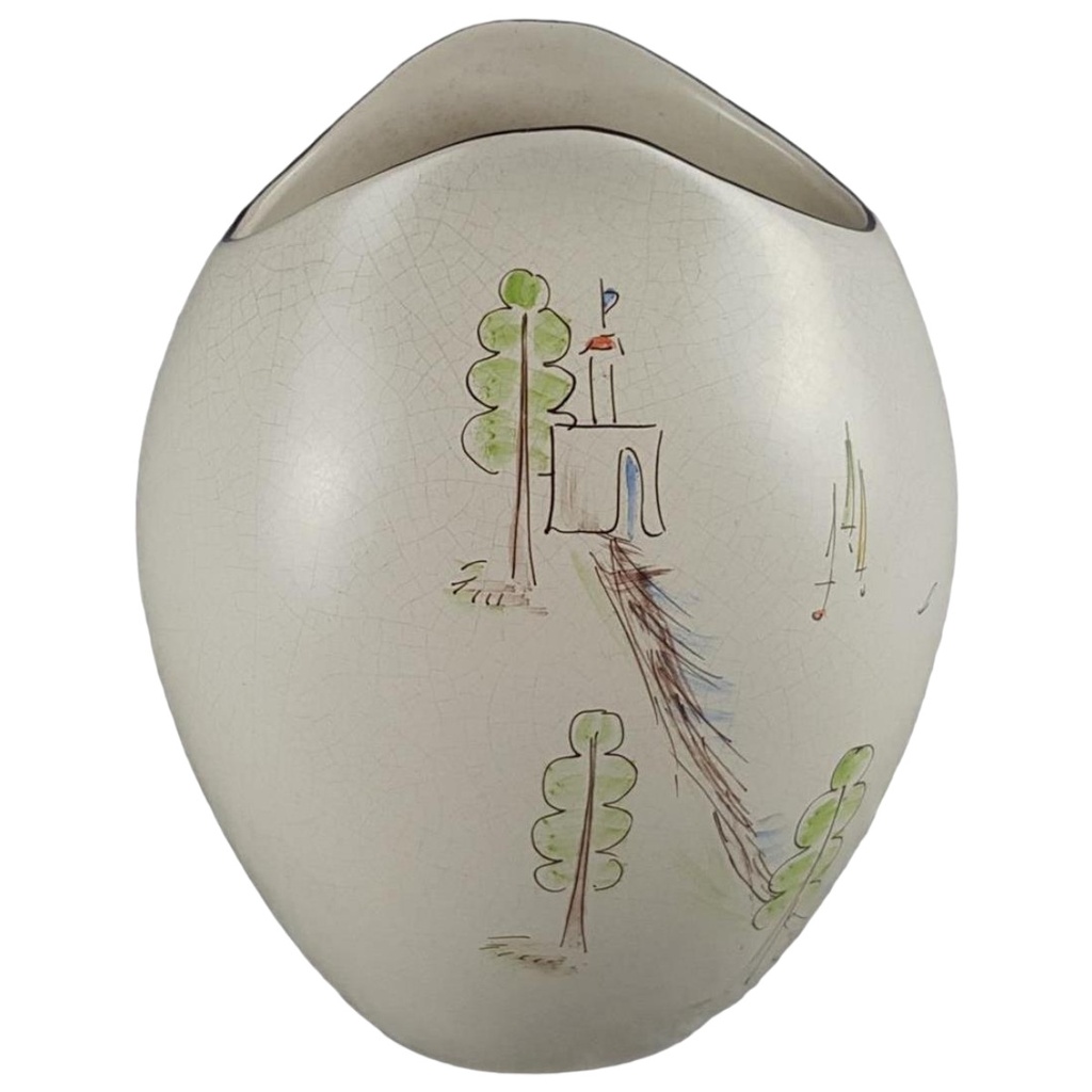 [458128189] Keramik Vase Handmalerei H 15,2 cm