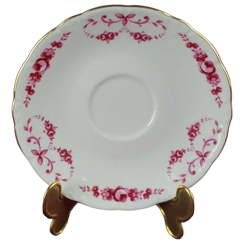 Untertasse Goldrand 14,5 cm Schirnding Bavaria rote Rosen mit Rot gebraucht - gut