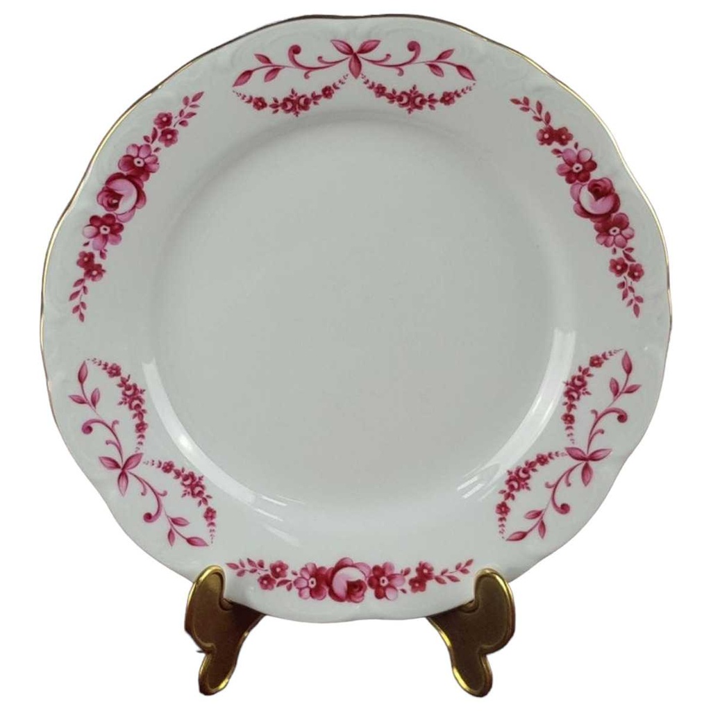 [458128198] Kuchenteller Dessertteller Goldrand 19 cm Schirnding Bavaria rote Rosen mit Rot gebraucht - gut