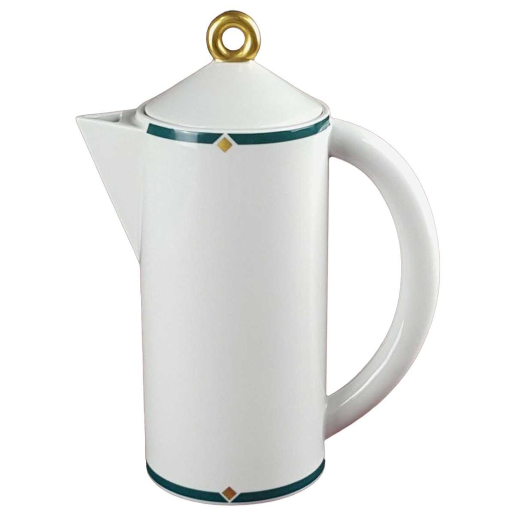 [458128212] Kaffeekanne 0,9 L Marienbad Arzberg Ingres Weiss Grünrand gold Karo Streublumen Obstfrüchte gebraucht - sehr gut