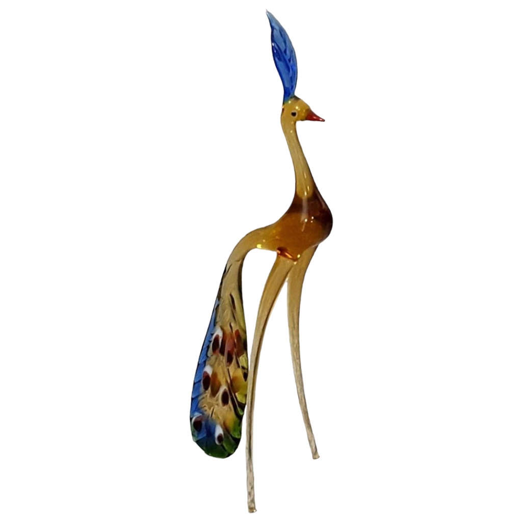 [458128356] Glasfigur Dekofigur Pfau H 21 cm
