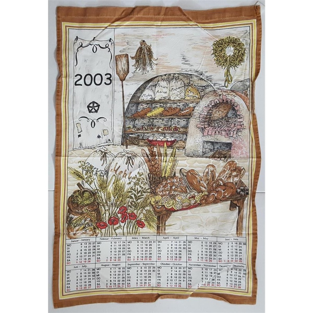 [458128412] Geschirrtuch Küchentuch Handtuch Kalender L 42 B 61 2003 Bäckerei gebraucht-gut