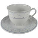 Kaffeetasse mit Untertasse 2tlg Marienbad Ingres Weiss Blaue Rauten neu