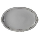 Servierplatte Speiseplatte Fleischplatte Steakplatte 33,8x22,8 cm Zeh Scherzer Reliefdekor Platinrand Weiß gebraucht - gut