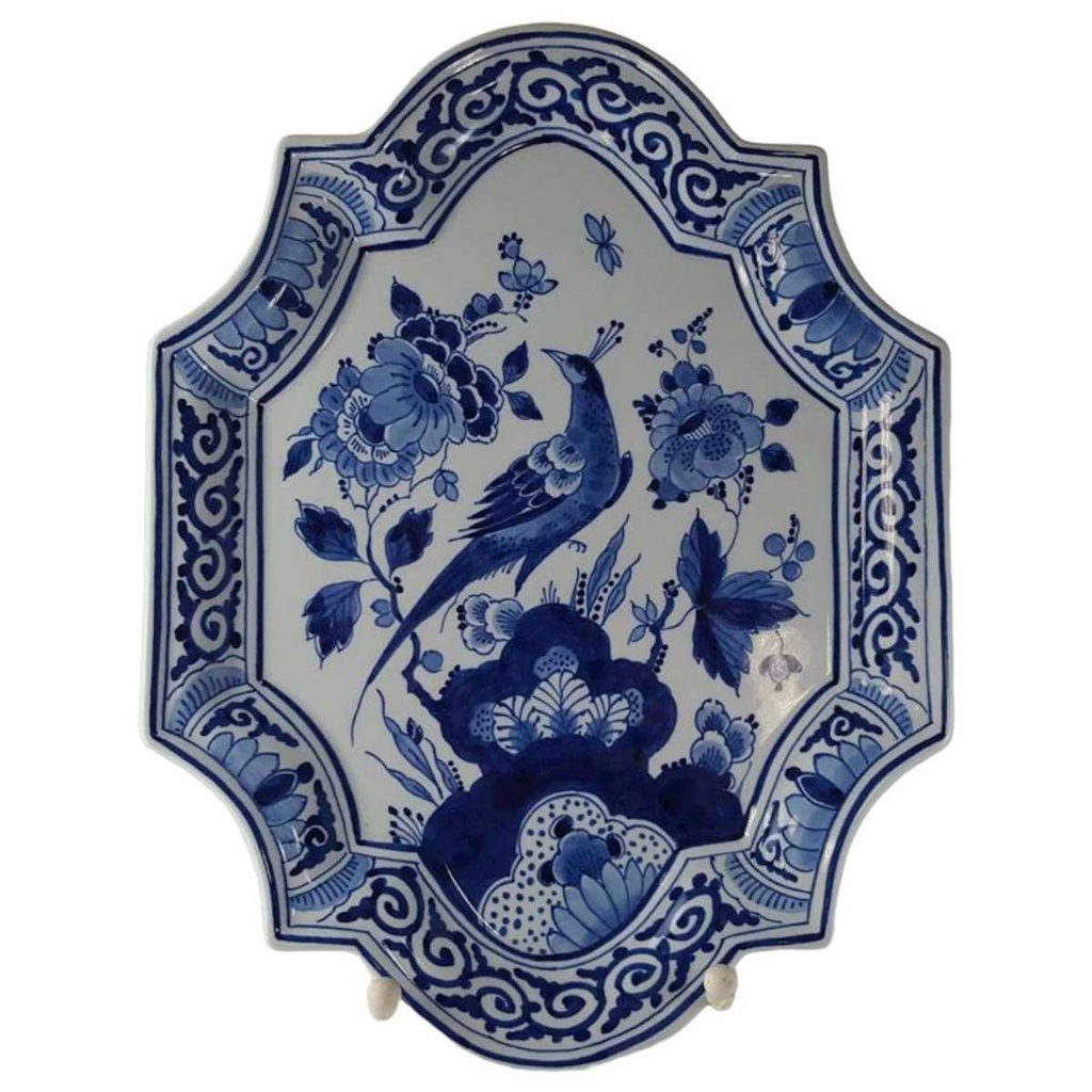 [45812964] Wandteller Sammelteller 30,2x23,3 cm Koninklijke Goedewaagen Pfau Motiv Blau gebraucht - neuwertig