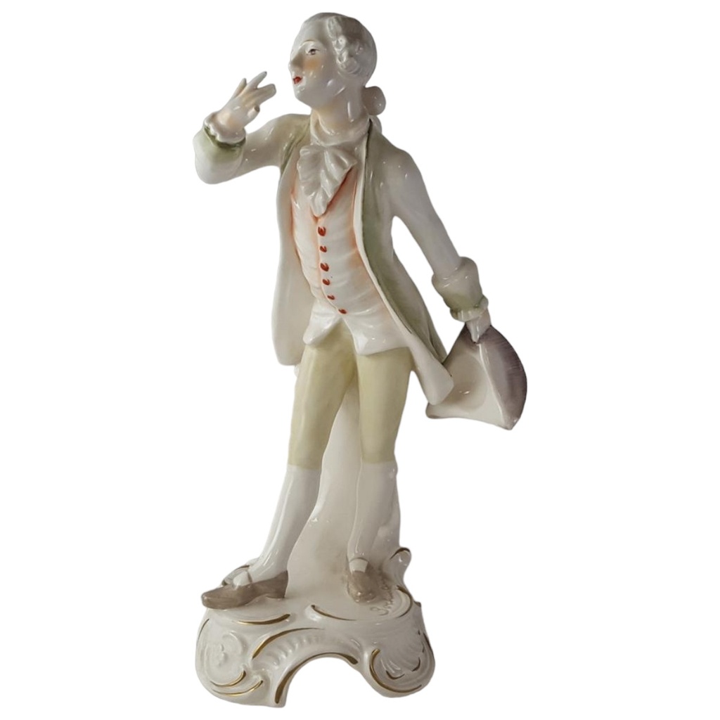 [45812983] Figur Skulptur Goebel Rokoko Herr mit Hut Dreispitz H 21,7 cm
