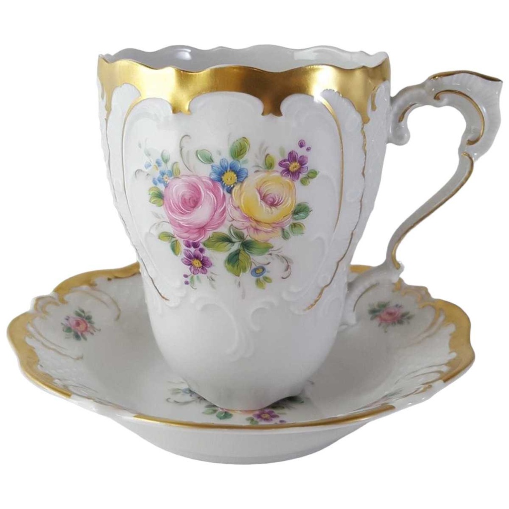 Kaffeebecher mit Untertasse 2tlg Lindner Porzellan Residenz Gold gebraucht - sehr gut